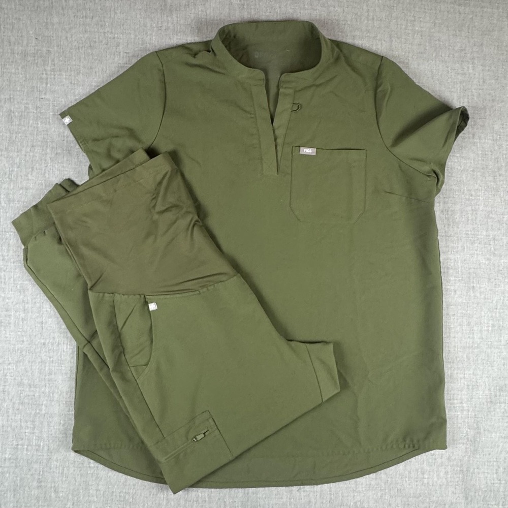 Figs Olive Green Track Pants & Tunic Set